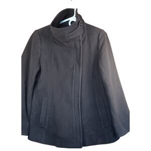 Cole Haan Womens Brown Wool & Cashmere Blend Jacket Size 4 Funnel Neck Old Money